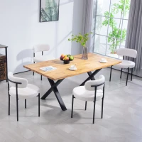 HOMCOM 4 Pieces Kitchen Chairs, Modern Dining Chairs w/ Berber Fleece Upholstery and Steel Legs for Living Room, Cream White(m-1)