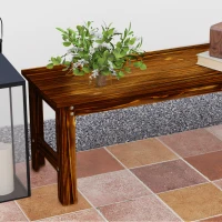 Outsunny 2-Seat Wood Garden Bench, Patio Bench Outdoor Bench with Slatted Seat, Backless Front Porch Bench for Park, Garden, Poolside, Deck, Carbonized(m-8)