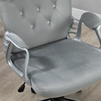 Vinsetto Office Chair, Velvet Computer Chair, Button Tufted Desk Chair with Swivel Wheels, Adjustable Height, Tilt Function, Grey(m-10)