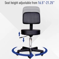 HOMCOM Swivel Medical Salon Stool with Back Support, Rolling Office Drafting Chair with Adjustable Height, PU Leather Surface and Wheels, Black(m-6)
