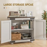 HOMCOM Sideboard Buffet, Kitchen Storage Cabinet with Barn Door and Adjustable Shelves, White and Brown(m-4)