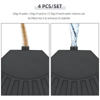 Outsunny Set of 4 Umbrella Base Weights Outdoor Parasol Holder for Cross Base Portable(m-5)