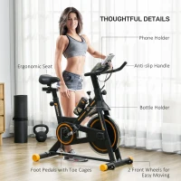 Soozier Upright Stationary Exercise Bike, Cardio Workout Training Bicycle w/ Adjustable Resistance LCD Monitor, Orange(m-7)
