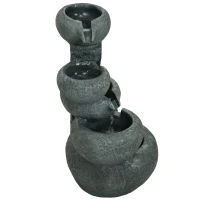 Outsunny 5-Tiered Cascading Bowls Outdoor Water Fountain with LED Lights, Adjustable Flow, 22-inch Resin Waterfall Fountain(m-2)