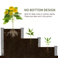 Outsunny 3-Tier Garden Bed Planter Box for Backyard, Patio, 49"x49"x22", Grey(m-5)