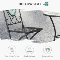 Outsunny 3 Piece Patio Bistro Set with Mosaic Design, Outdoor Dining Furniture Set for 2 with Folding Chairs, Green(m-6)