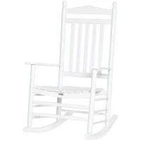 Outsunny Wooden Outdoor Rocking Chair, Patio Rocking Chair with Slatted High Back and Armrests for Porch, Garden, Lawn, White(m-2)