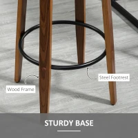 HOMCOM 28" Swivel Bar Set of 2 Height Bar Stools, Armless Upholstered Barstools Chairs with Soft Padding Seat and Wood Legs, Grey(m-6)