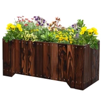 Outsunny 37.5"x15"x15.75" Raised Garden Bed, Wooden Planters for Outdoor Plants, Rectangle Vegetable Planter Box for Patio Deck Balcony Outdoor Gardening(m-11)