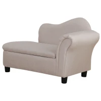 Qaba Kids Sofa, Toddler Couch with Storage Compartment, Children Chaise Lounge, Armrest Chair for Preschool for Kids Room, Kindergarten, Eucalyptus Wood, Beige(m-11)