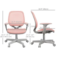 Vinsetto Office Chair, Small Computer Desk Chair with Mesh Back, Swivel Castors, Arm, Pink(m-3)