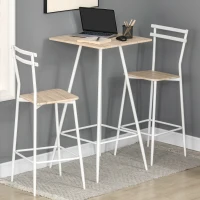 HOMCOM 3-Piece Dining Table and Chairs Set with Footrest, White(m-10)