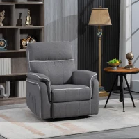 HOMCOM Fabric Reclining Chair, Manual Recliner Chair for Living Room with Footrest, 2 Side Pockets, Steel Frame, Dark Grey(m-8)