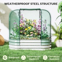 Outsunny Galvanized Raised Garden Bed with Crop Cage Protection Net Cover, Outdoor Planter Box for Vegetables, Flowers, Herbs(m-6)