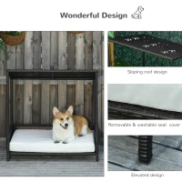 PawHut Wicker Dog House Raised Rattan Puppy Bed Cat Shelter for Indoor Outdoor Garden Patio Pet Sofa with Removable Cushion for Medium Sized Pet Brown(m-6)