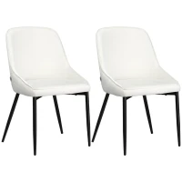 HOMCOM Dining Chairs Set of 2, Upholstered Velvet Kitchen Chairs, Accent Chair with Back, Steel Legs for Living Room, Dining Room, Bedroom, Cream White(m-2)