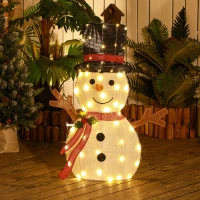 Outsunny Light Up Snowman Yard Decoration, Lighted Snowman Christmas Decoration for Indoor and Outdoor, White(m-10)