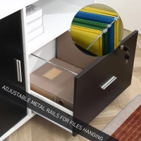 HOMCOM Lateral Filing Cabinet with Lockable Drawer and Open Storage Shelf for Hanging Legal, Letter Sized Files, Mobile Printer Stand for Home Office, Black and White(m-4)