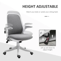 Vinsetto Office Chair 360° Swivel Task Desk Breathable Fabric Computer Chair with Flip-up Arms and Adjustable Height, Grey(m-4)
