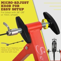 Soozier Bike Trainer Magnetic Bicycle Stand Indoor Exerciser w/ Quick Release Skewer, 5 Levels Resistance, Red(m-4)