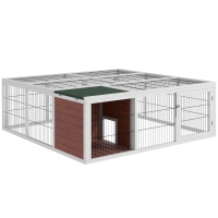 PawHut 64" Wooden Outdoor Rabbit Hutch Playpen Tortoise House Habitat with Run and Enclosed Cover
