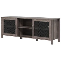 HOMCOM Industrial TV Cabinet Stand for TVs up to 65", Entertainment Center with Mesh Doors and  Shelves for Living Room, Brown(m-1)
