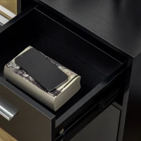 Vinsetto Lateral Filing Cabinet with Wheels, Locking File Cabinet, Mobile Printer Stand with Open Shelves and Drawers for A4 Size Documents, Black(m-10)