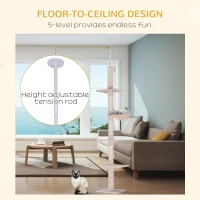 PawHut 8.5ft Cat Climbing Tree 5-Tier Kitty Activity Center with Scratching Post Beige(m-5)
