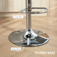 HOMCOM Bar Stool Set of 2 Fabric Adjustable Height Armless Upholstered Counter Chairs with Swivel Seat, Cream White(m-5)