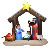 HOMCOM 6' Christmas Inflatable Nativity Scene, Outdoor Blow-Up Yard Decoration with LED Lights Display(m-11)