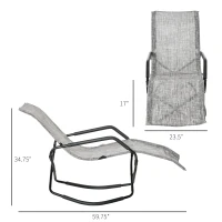 Outsunny Outdoor Folding Rocking Chair, Foldable Chaise Lounge Pool Chair, Zero Gravity Lounge Chair with Armrests for Sun Tanning, Sunbathing, Rocker for Patio, Lawn, Beach, Gray(m-3)