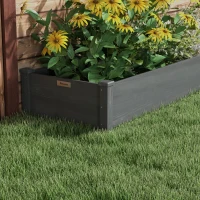 Outsunny Garden Bed with 2 Planter Box and Non-woven Fabric Liner for Backyard, Patio, 96" x 24" x 10", Grey(m-9)