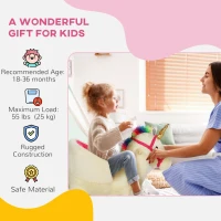 Qaba Kids Rocking Horse, Unicorn with Realistic Sound, Safety Belt & Wooden Base for 18-36 Months(m-8)