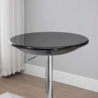 HOMCOM Round Cocktail Bar Table Metal Base Tall Bistro Pub Table Adjustable Counter Height Black Silver(m-7)