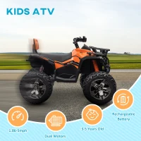 Aosom 12V 4 Wheeler Kids ATV with Music, Headlights for 37-60 Months Boys and Girls, Orange(m-4)