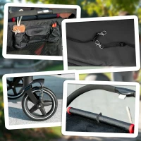 PawHut One-Click Foldable Dog Stroller for M, L Dogs, Pet Stroller, Black(m-8)