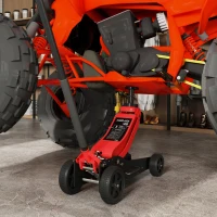 HOMCOM 3 Ton Big Wheel Hydraulic Car Jack Heavy Duty Steel Off-Road Jack with Extra Saddle for Trucks, SUVs, ATVs, Red(m-10)