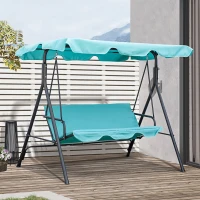 Outsunny 3-Seat Outdoor Patio Swing Chair with Removable Cushion, Steel Frame Stand and Adjustable Tilt Canopy for Patio, Garden, Poolside, Balcony, Backyard, Green(m-10)