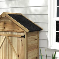 Outsunny Wooden Garden Shed Outdoor Storage Cabinet with Waterproof Asphalt Roof Lockable Doors Shelves for Backyard Natural(m-8)