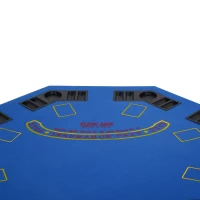 Soozier Poker Table Foldable, 47" Octagon Blackjack Poker Game Table for 8 Players with Cup Holders and Chips Tray, Blue Felt(m-8)
