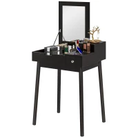 HOMCOM Makeup Vanity Table with Flip-up Mirror, Modern Dressing Table with 2 Drawers for Bedroom, Black(m-2)