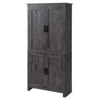 HOMCOM 64" 4-Door Kitchen Pantry, Freestanding Storage Cabinet with 3 Adjustable Shelves for Kitchen, Gray(m-11)