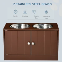 PawHut Elevated Dog Bowls with Storage Cabinet, Raised Dog Bowl Stand Pet Food Bowl Dog Feeding Station, Brown(m-4)