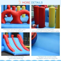 Outsunny Kids Inflatable Bounce House 4-in-1 Jumping Castle with Double Slides, Obstacle Course, Climbing Walls, & Trampoline, 750W Air Blower Included(m-8)