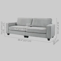 HOMCOM Three Seater Sofa, Fabric 3 Seater Couch with Spring Cushion and Cup Holders for Living Room, Bedroom, Light Grey(m-3)