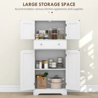 HOMCOM 50.5" Kitchen Storage Cabinet, Modern Kitchen Pantry Cabinet with 4 Doors, Drawer, Adjustable Shelf, White(m-5)