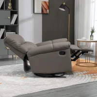 HOMCOM Rocker Recliner Chair with Overstuffed Back and Seat, Faux Leather Manual Reclining Chair with Footrest and 360 Swivel Rotation Base for Living Room, Brown(m-9)