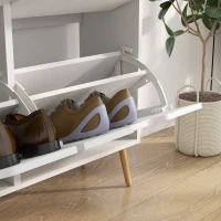 HOMCOM Shoe Storage Cabinet with 4 Flip Drawers and Adjustable Shelf, Shoe Cabinet for 8-16 Pairs of Shoes, White(m-10)