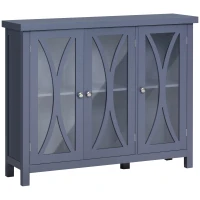 HOMCOM Sideboard, Buffet Cabinet with 3 Tempered Glass Doors, Arc Pattern and Adjustable Storage Shelf, Credenza, Gray(m-1)