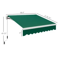 Outsunny 8' x 6.6' Patio Retractable Awning, Manual Exterior Sun Shade Deck Window Cover, Green(m-3)